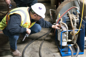 Des-Case worker examining system.